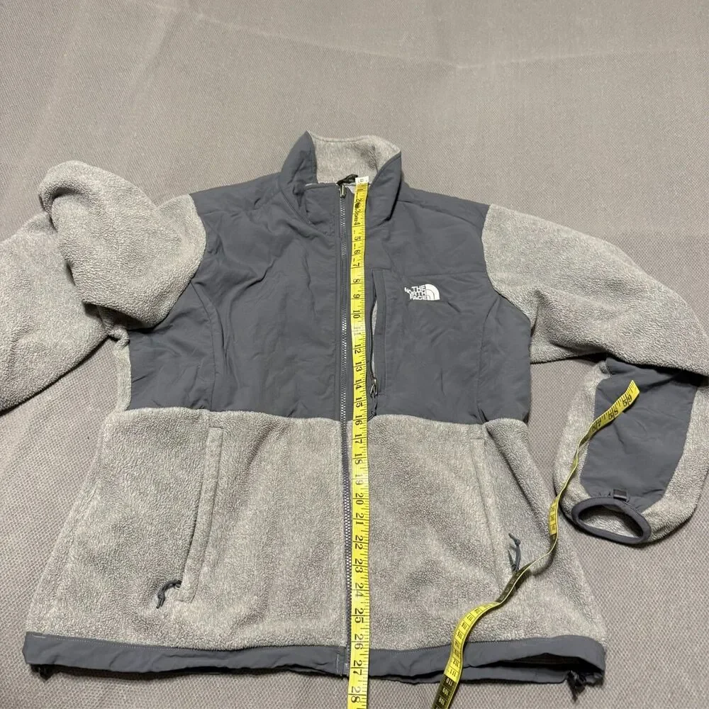 The North Face Mens Denali Jacket Size L Hybrid Fleece Grey Full Zip Mock Neck